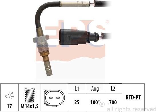 MDR EPS-1220 180 - Датчик, температура вихлопних газів avtolavka.club