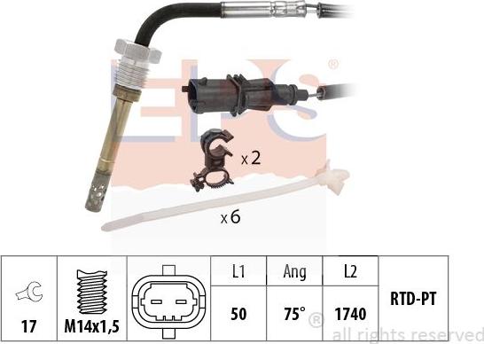 MDR EPS-1220 322 - Датчик, температура вихлопних газів avtolavka.club