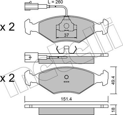 Metelli 22-0057-1 - Гальмівні колодки, дискові гальма avtolavka.club