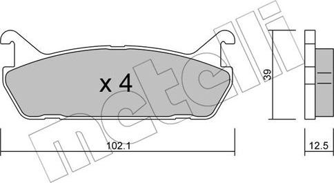 Metelli 22-0390-0 - Гальмівні колодки, дискові гальма avtolavka.club