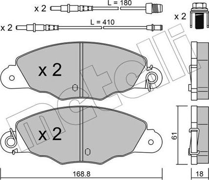 Metelli 22-0334-0 - Гальмівні колодки, дискові гальма avtolavka.club