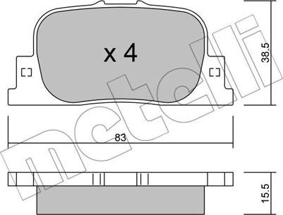 Metelli 22-0752-0 - Гальмівні колодки, дискові гальма avtolavka.club