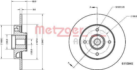 Metzger 6110945 - Гальмівний диск avtolavka.club