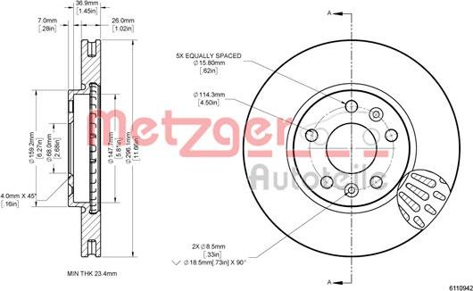 Metzger 6110942 - Гальмівний диск avtolavka.club