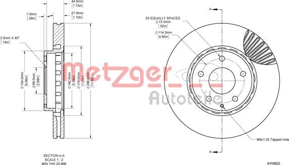 Metzger 6110922 - Гальмівний диск avtolavka.club