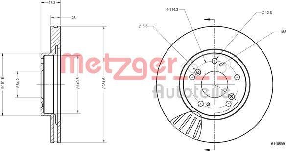 Metzger 6110599 - Гальмівний диск avtolavka.club