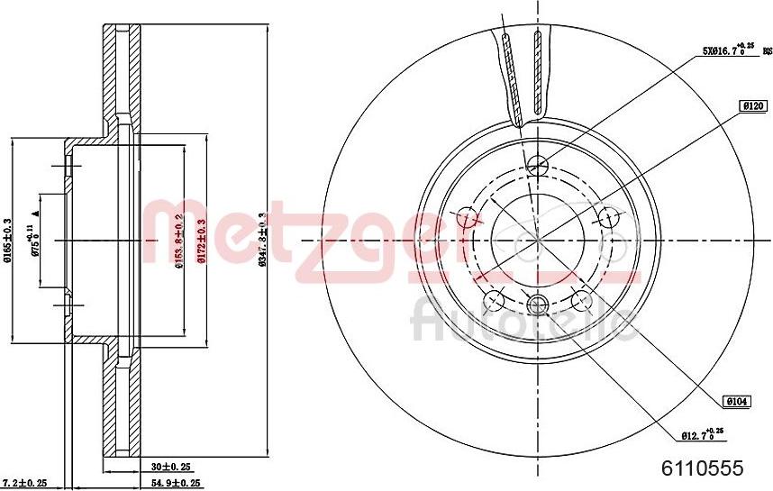 Metzger 6110555 - Гальмівний диск avtolavka.club