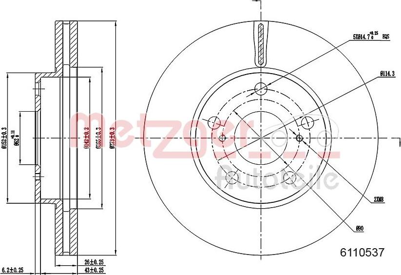 Metzger 6110537 - Гальмівний диск avtolavka.club