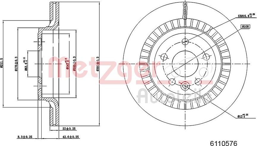 Metzger 6110576 - Гальмівний диск avtolavka.club