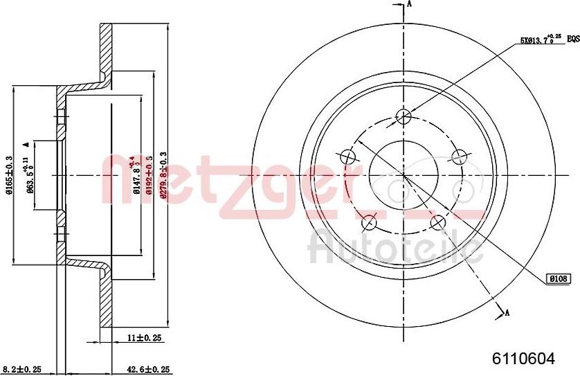 Metzger 6110604 - Гальмівний диск avtolavka.club