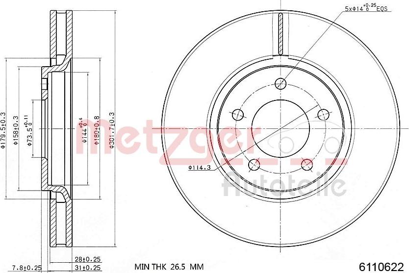 Metzger 6110622 - Гальмівний диск avtolavka.club