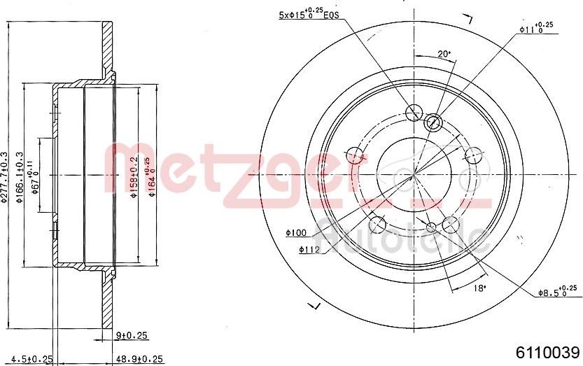 Metzger 6110039 - Гальмівний диск avtolavka.club