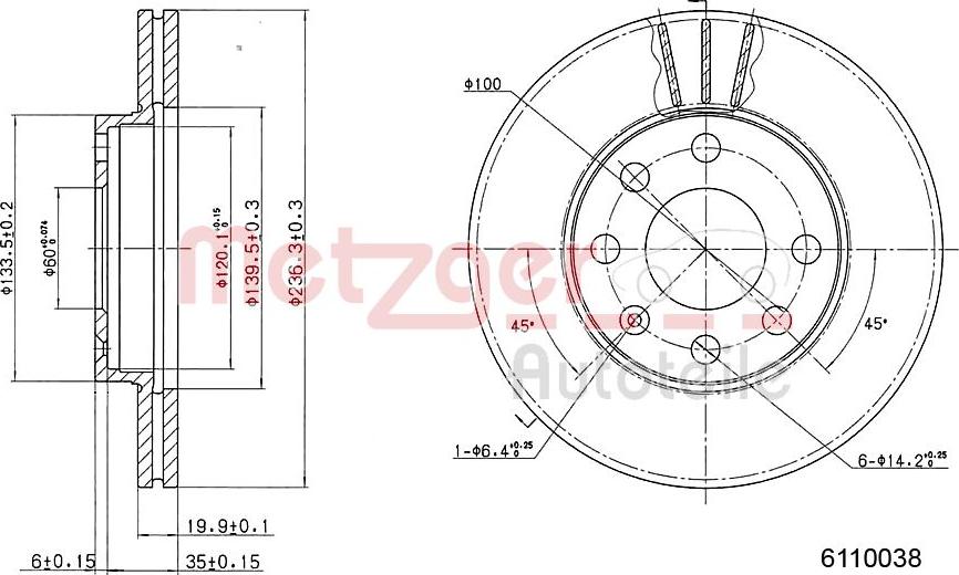 Metzger 6110038 - Гальмівний диск avtolavka.club