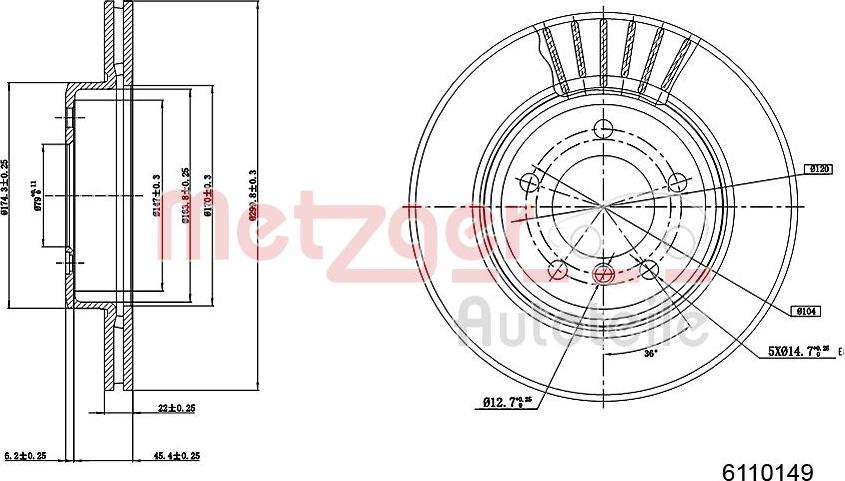 Metzger 6110149 - Гальмівний диск avtolavka.club