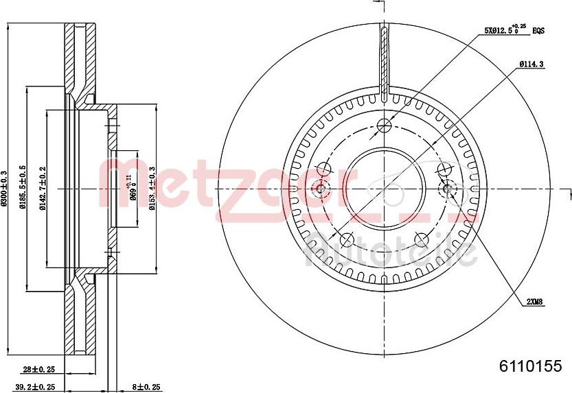 Metzger 6110155 - Гальмівний диск avtolavka.club