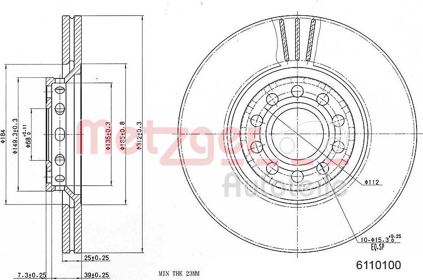 Metzger 6110100 - Гальмівний диск avtolavka.club