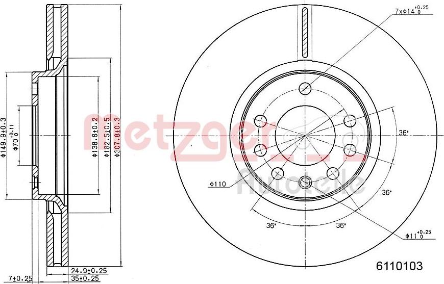 Metzger 6110103 - Гальмівний диск avtolavka.club