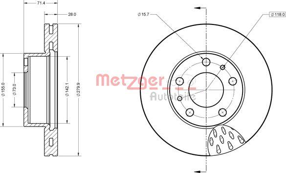 Metzger 6110851 - Гальмівний диск avtolavka.club