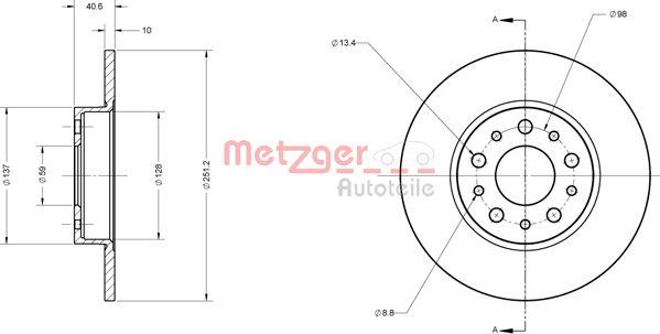 Metzger 6110828 - Гальмівний диск avtolavka.club