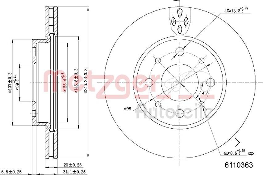 Metzger 6110363 - Гальмівний диск avtolavka.club