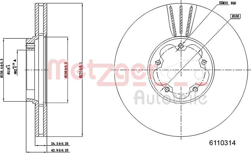 Metzger 6110314 - Гальмівний диск avtolavka.club