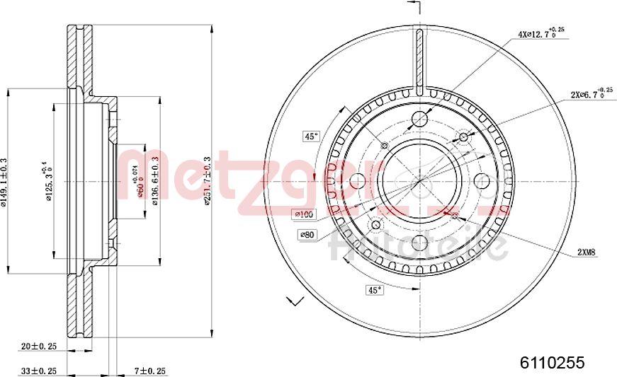 Metzger 6110255 - Гальмівний диск avtolavka.club