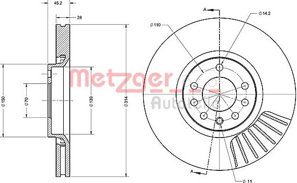 Metzger 6110251 - Гальмівний диск avtolavka.club