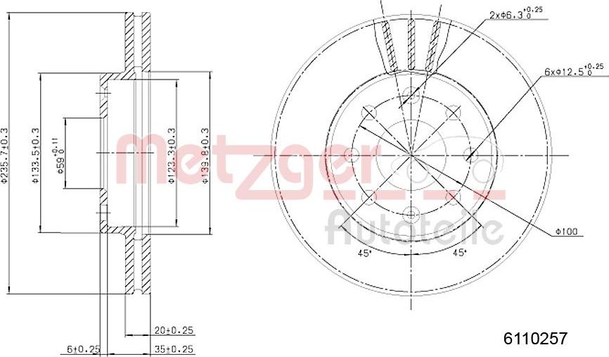 Metzger 6110257 - Гальмівний диск avtolavka.club