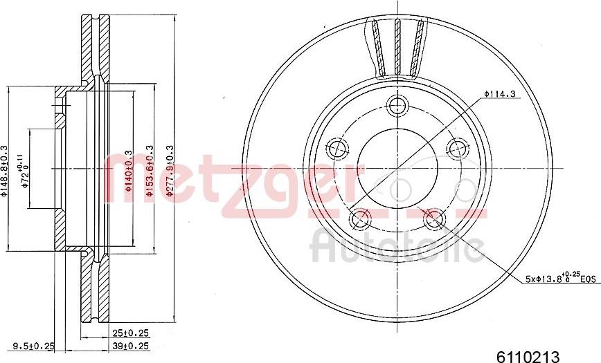 Metzger 6110213 - Гальмівний диск avtolavka.club