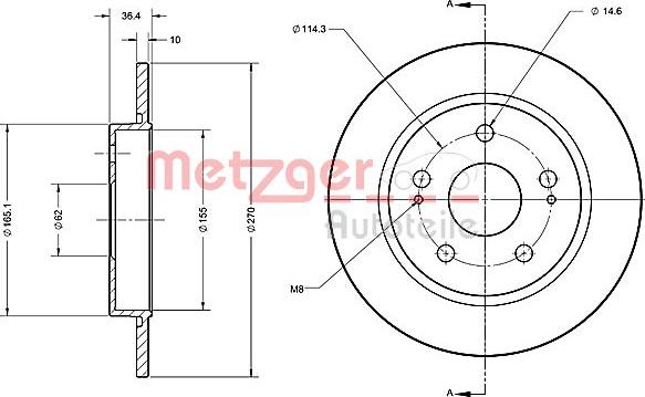 Metzger 6110234 - Гальмівний диск avtolavka.club