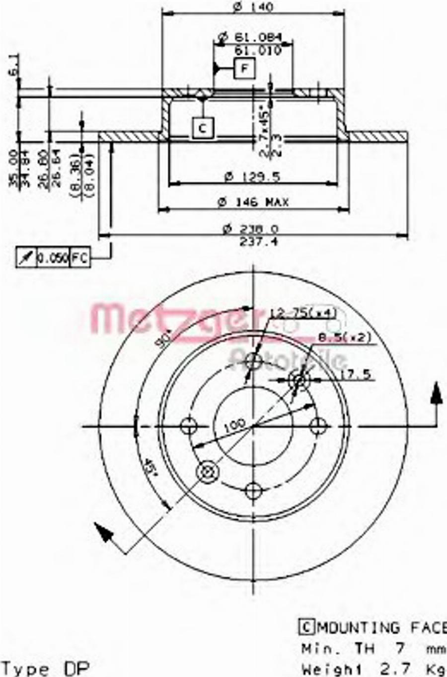 Metzger 14082 E - Гальмівний диск avtolavka.club