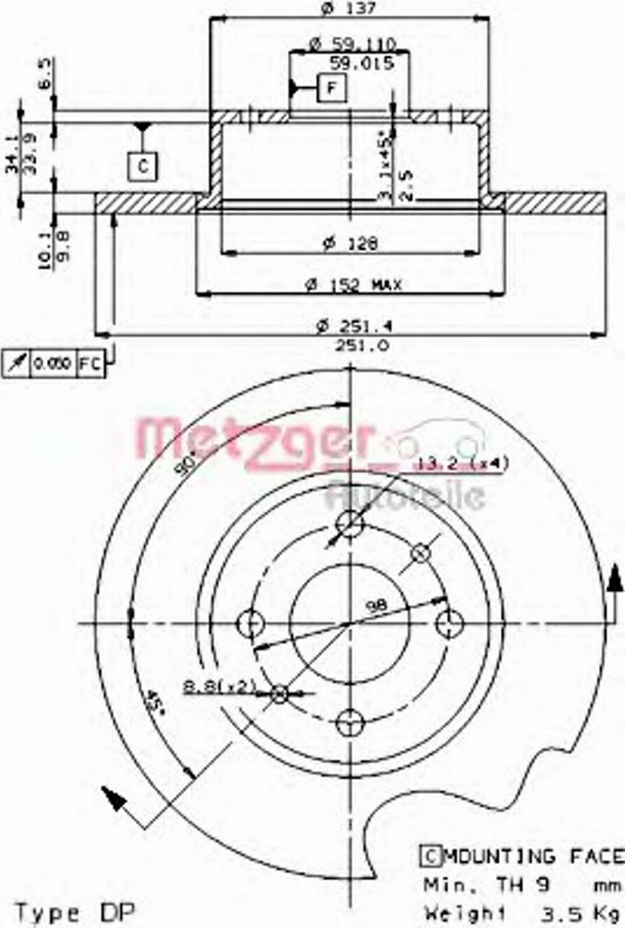 Metzger 14078E - Гальмівний диск avtolavka.club