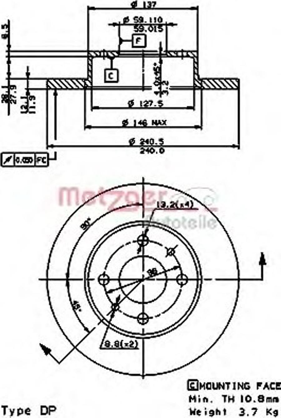 Metzger 14120E - Гальмівний диск avtolavka.club