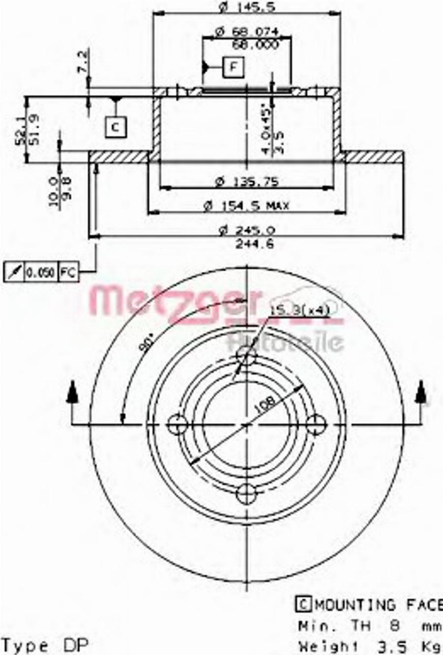 Metzger 10217E - Гальмівний диск avtolavka.club