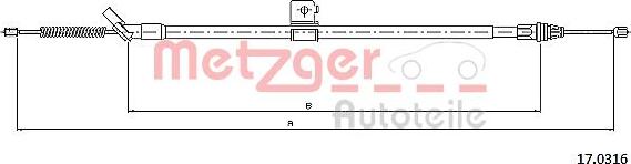 Metzger 17.0316 - Трос, гальмівна система avtolavka.club
