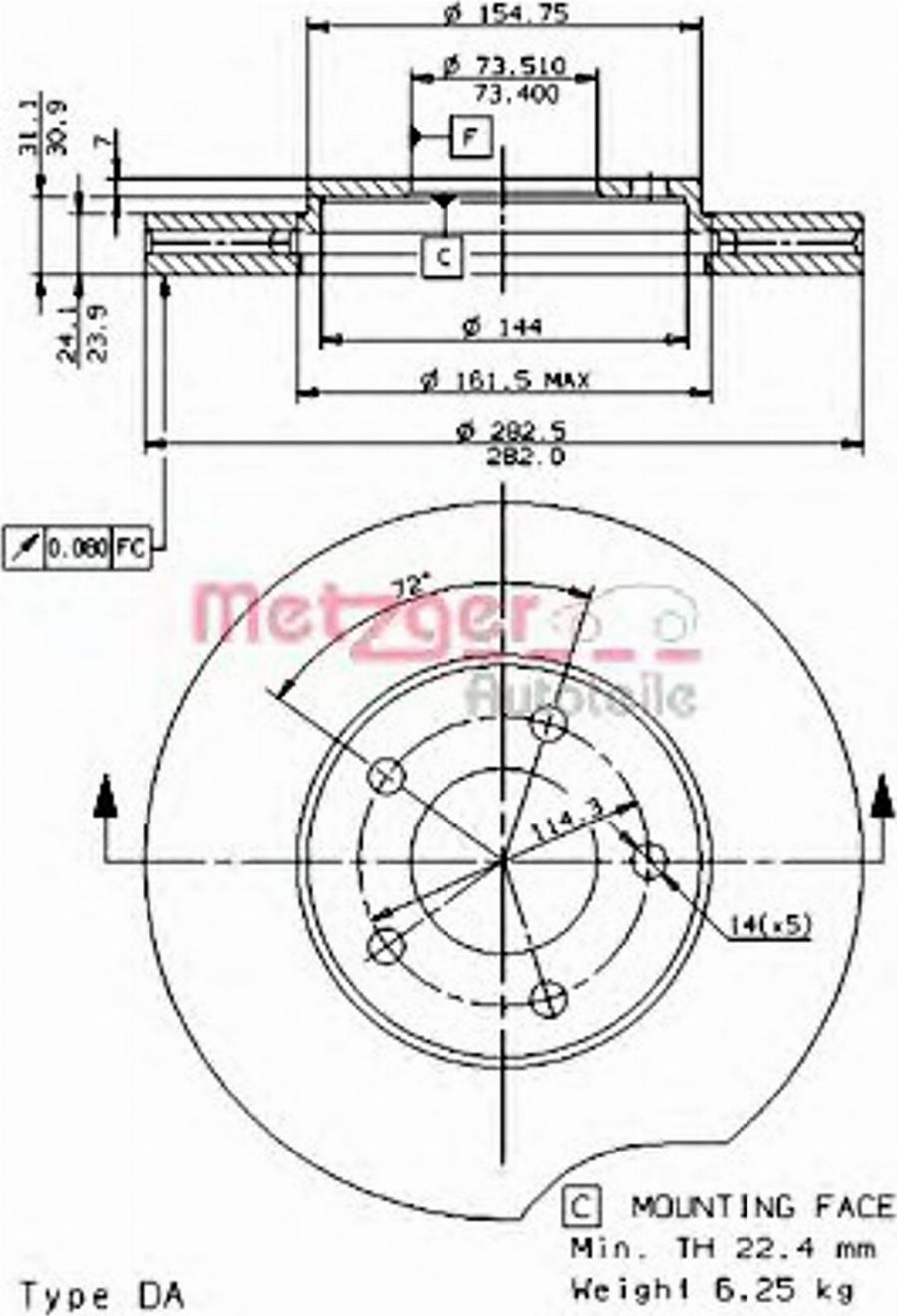 Metzger 24493 - Гальмівний диск avtolavka.club