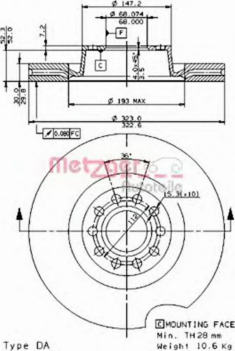 Metzger 24784 V - Гальмівний диск avtolavka.club