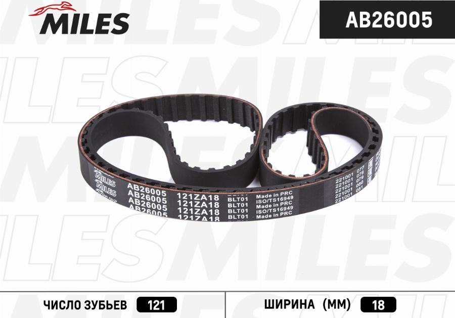 Miles AB26005 - Ремінь ГРМ avtolavka.club