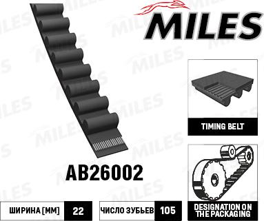 Miles AB26002 - Ремінь ГРМ avtolavka.club