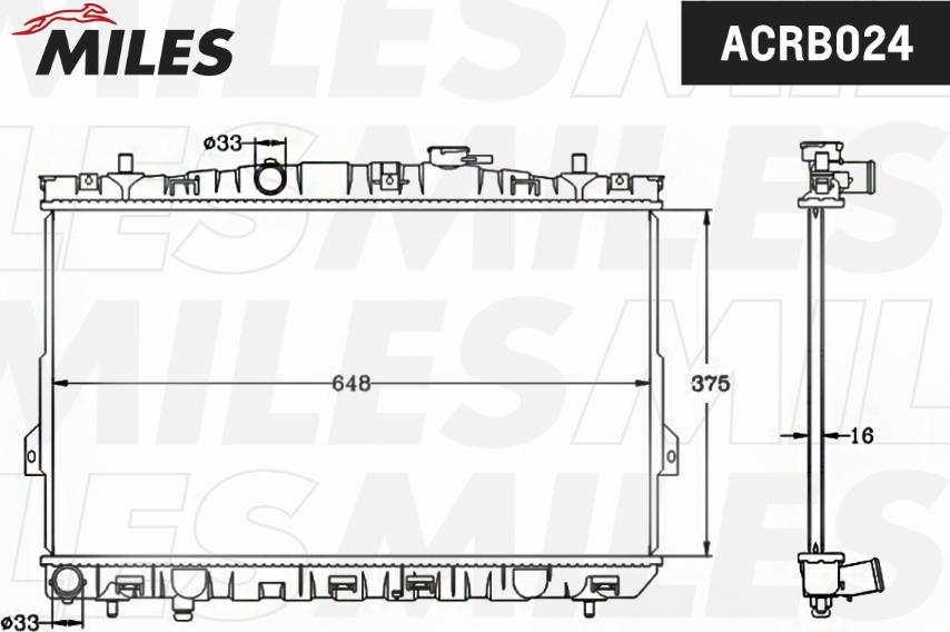 Miles ACRB024 - Радіатор, охолодження двигуна avtolavka.club