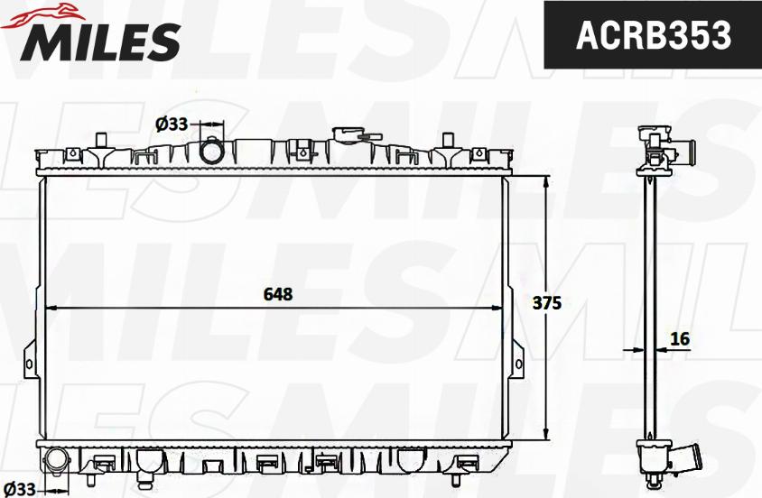 Miles ACRB353 - Радіатор, охолодження двигуна avtolavka.club