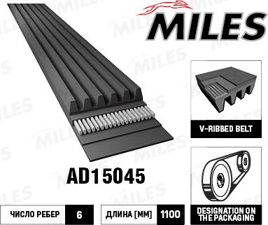 Miles AD15045 - Поліклиновий ремінь avtolavka.club