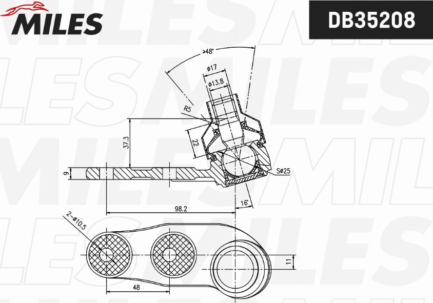 Miles DB35208 - Шарова опора, несучий / направляючий шарнір avtolavka.club