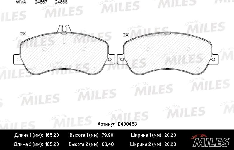 Miles E400453 - Гальмівні колодки, дискові гальма avtolavka.club