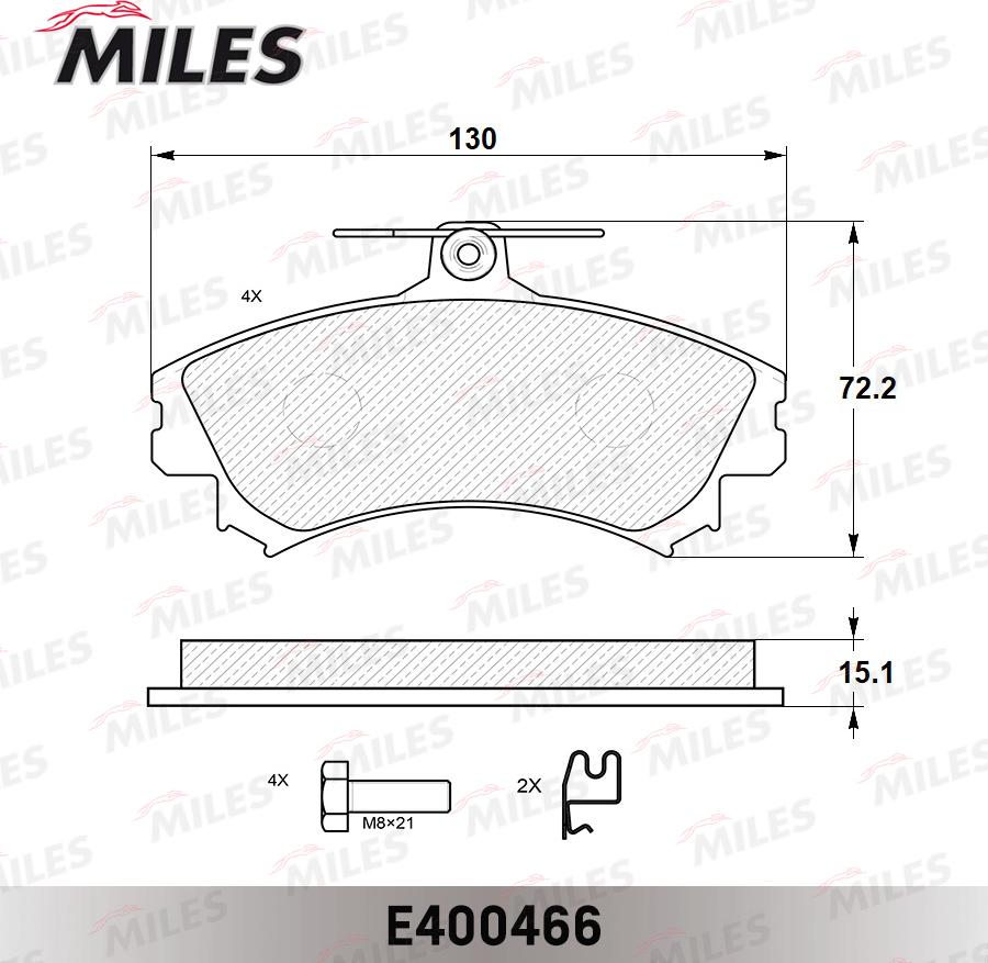 Miles E400466 - Гальмівні колодки, дискові гальма avtolavka.club