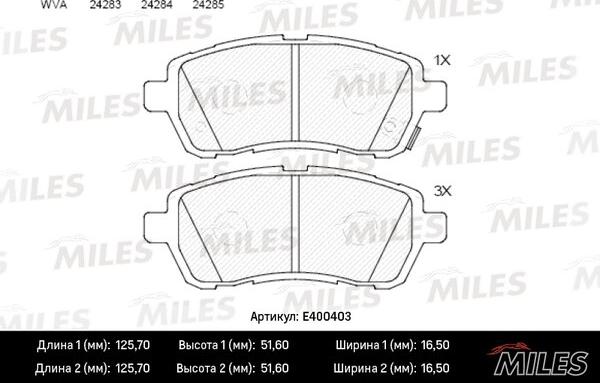 Miles E400403 - Гальмівні колодки, дискові гальма avtolavka.club