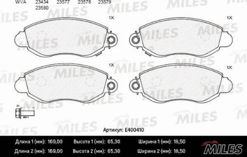 Miles E400410 - Гальмівні колодки, дискові гальма avtolavka.club