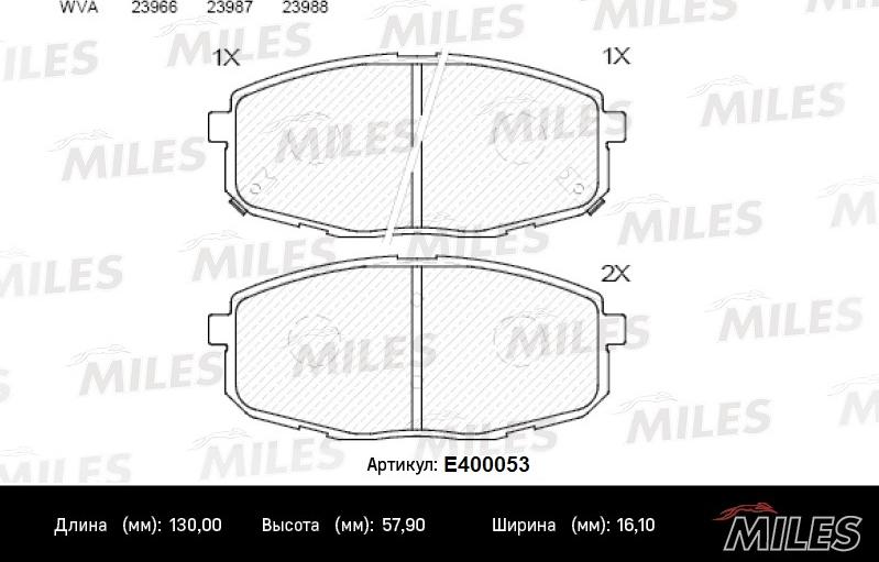 Miles E400053 - Гальмівні колодки, дискові гальма avtolavka.club