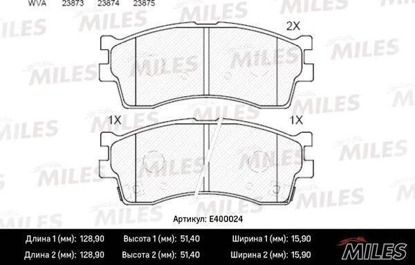 Miles E400024 - Гальмівні колодки, дискові гальма avtolavka.club