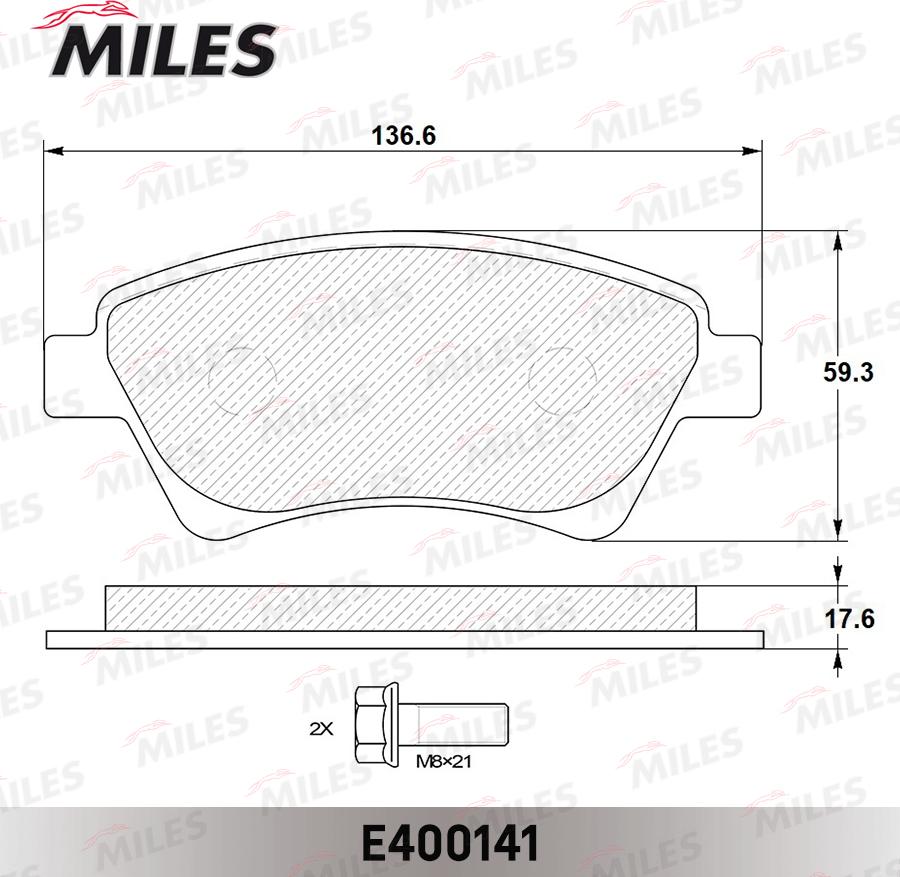Miles E400141 - Гальмівні колодки, дискові гальма avtolavka.club